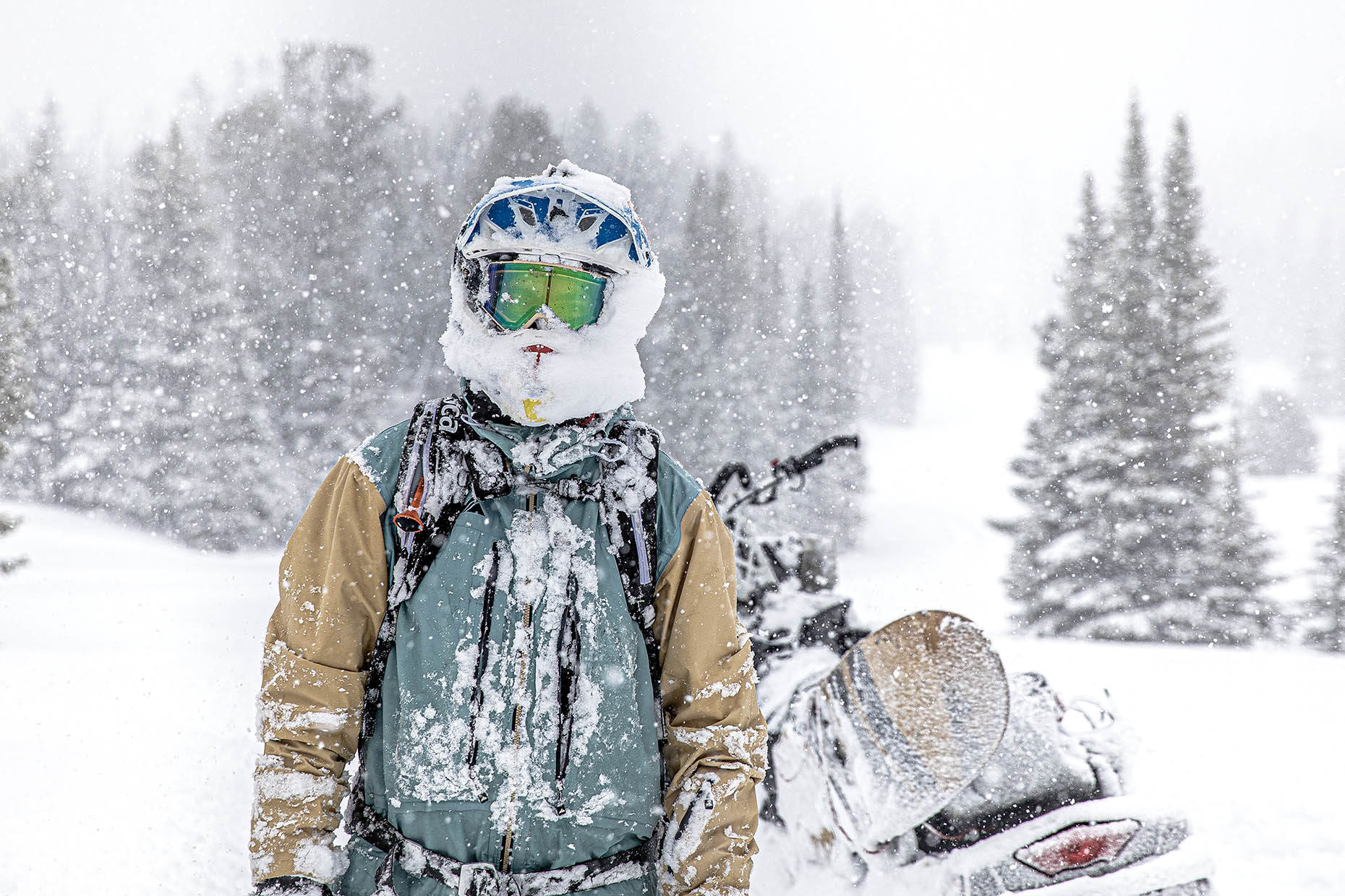 people Joey Weamer white room snowmobile winter Cooke City Montana