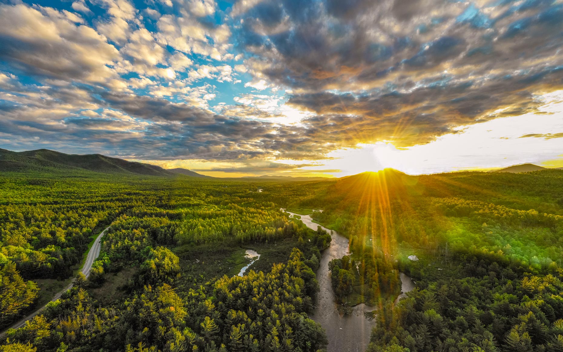DAP landscape lake placid AuSable River aerial drone