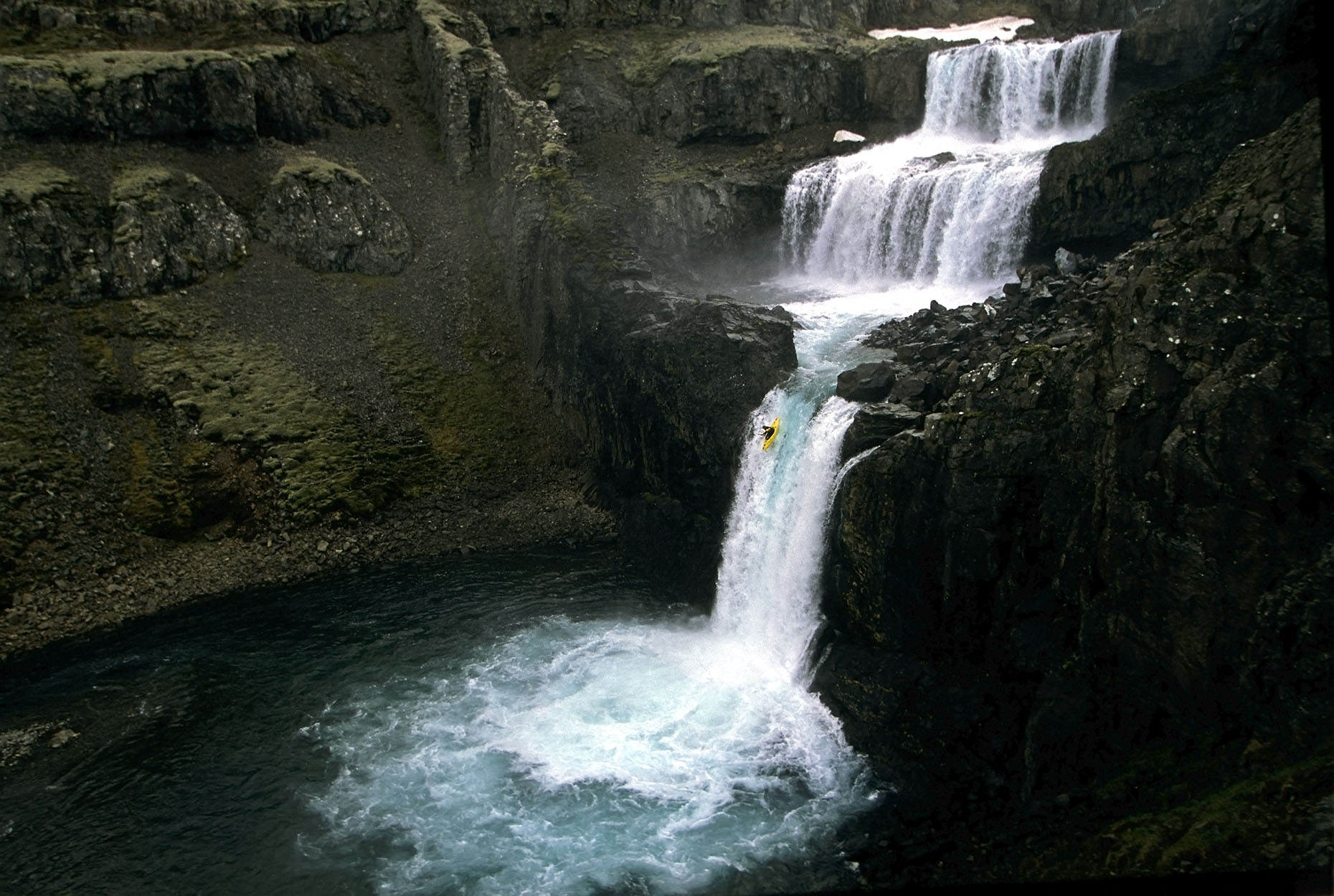 kayak waterfall Iceland Seth Warren